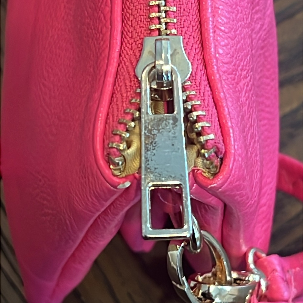 Hot Pink Pebbled Vegan Leather Crossbody Clutch Handbag - Picture 16 of 16